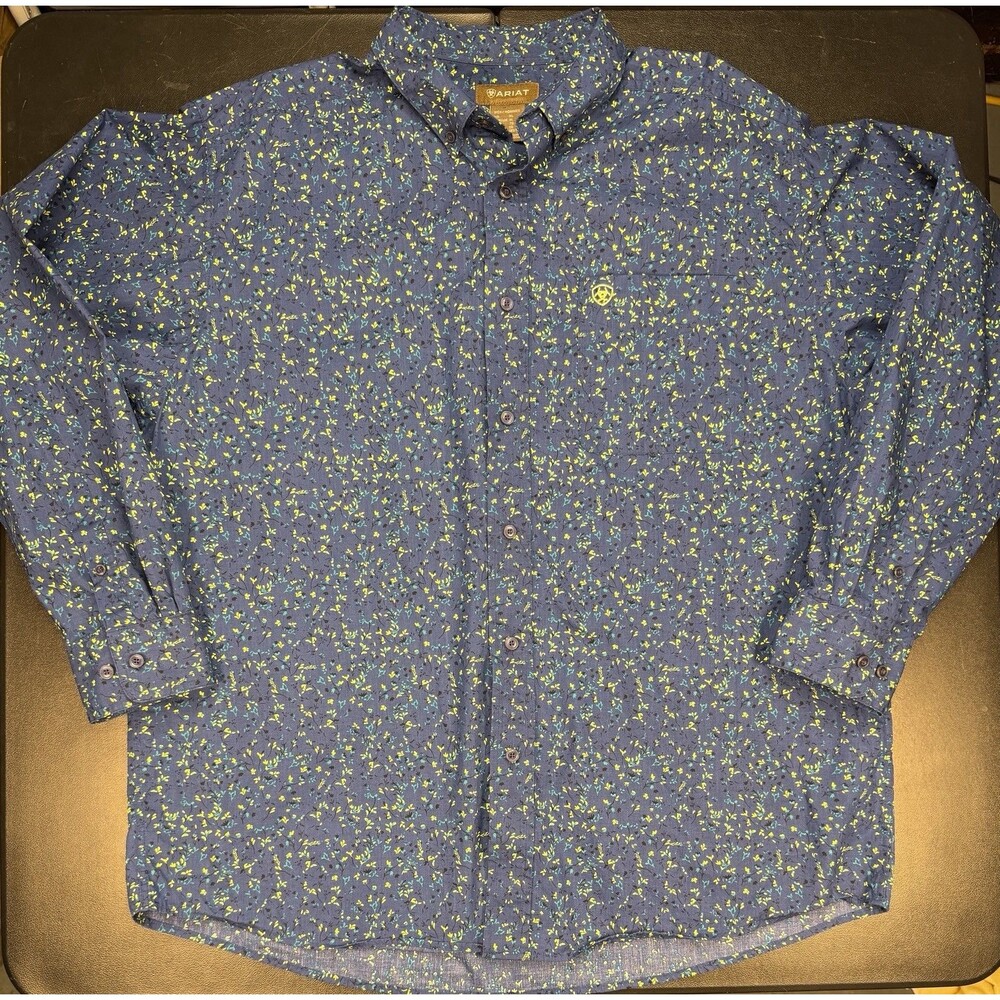 Ariat Mens XL Blue Benji Classic Fit Long Sleeve Button Down Shirt